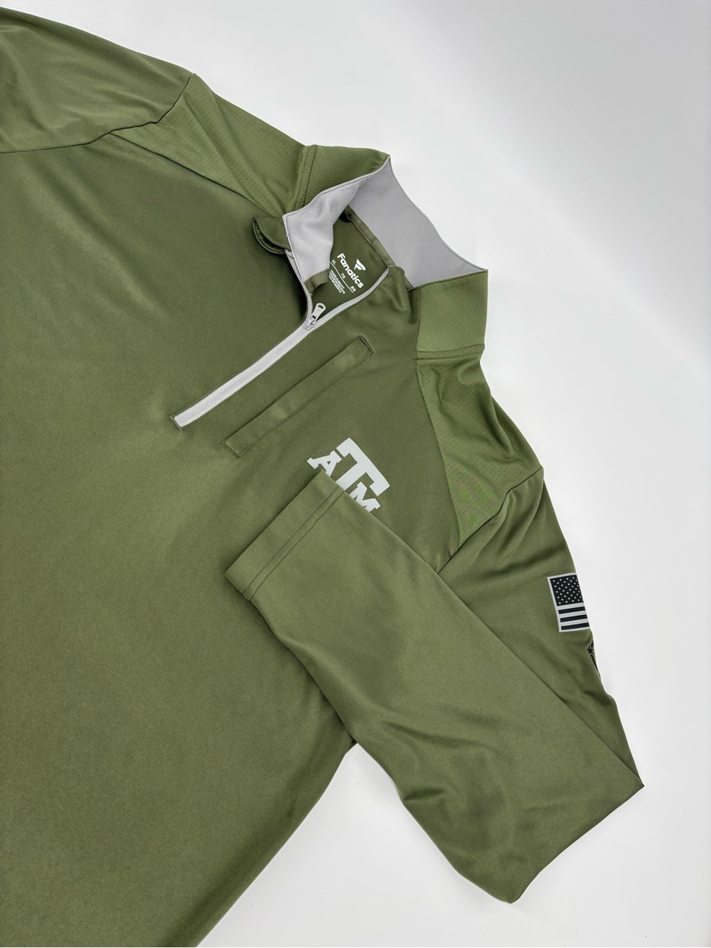 Men's Fanatics XL Olive Texas A&M Aggies OHT Military Appreciation 1/4 Zip Top